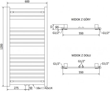 MEXEN/S - Urán radiátor + vykurovacia tyč 1200 x 600 mm, 600 W, biela W105-1200-600-2600-20