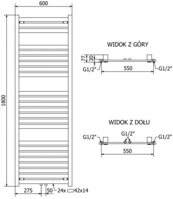 MEXEN/S - Urán radiátor + vykurovacia tyč 1800 x 600 mm, 900 W, čierna W105-1800-600-2900-70