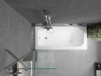 MEXEN/S - Vega obdĺžniková vaňa 150 x 70 cm s panelom + vaňová zástena 60, transparent, chróm 550115070X9506000001