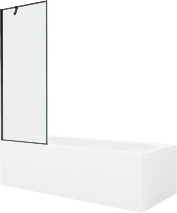 MEXEN/S - Vega obdĺžniková vaňa 150 x 70 cm s panelom + vaňová zástena 70, čierna vzor 550115070X9507007070
