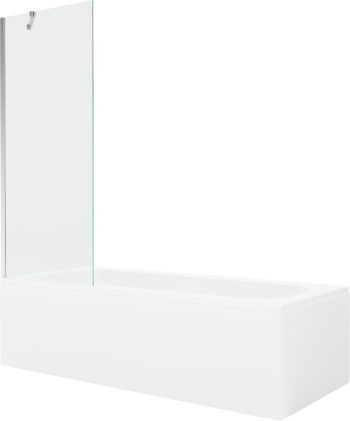 MEXEN/S - Vega obdĺžniková vaňa 150 x 70 cm s panelom + vaňová zástena 70, transparent, chróm 550115070X9507000001