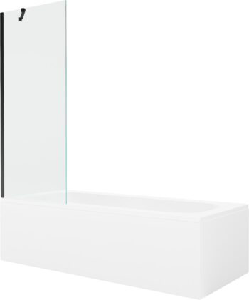 MEXEN/S - Vega obdĺžniková vaňa 150 x 70 cm s panelom + vaňová zástena 70, transparent, čierna 550115070X9507000070