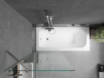 MEXEN/S - Vega obdĺžniková vaňa 150 x 70 cm s panelom + vaňová zástena 80, transparent, chróm 550115070X9508000001