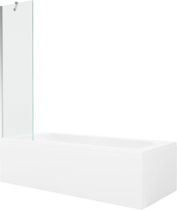 MEXEN/S - Vega obdĺžniková vaňa 160 x 70 cm s panelom + vaňová zástena 50, transparent, chróm 550116070X9505000001