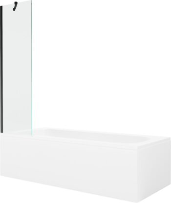 MEXEN/S - Vega obdĺžniková vaňa 160 x 70 cm s panelom + vaňová zástena 50, transparent, čierna 550116070X9505000070