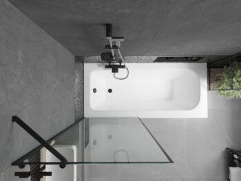 MEXEN/S - Vega obdĺžniková vaňa 160 x 70 cm s panelom + vaňová zástena 80, čierna vzor 550116070X9508007070