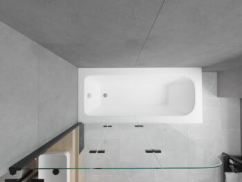 MEXEN/S - Vega obdĺžniková vaňa 170 x 70 cm s panelom + vaňová zástena 120, transparent, čierna 550117070X9012037000