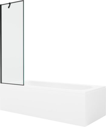 MEXEN/S - Vega obdĺžniková vaňa 170 x 70 cm s panelom + vaňová zástena 60, čierna vzor 550117070X9506007070
