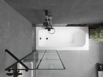 MEXEN/S - Vega obdĺžniková vaňa 170 x 70 cm s panelom + vaňová zástena 70, čierna vzor 550117077X9507007077
