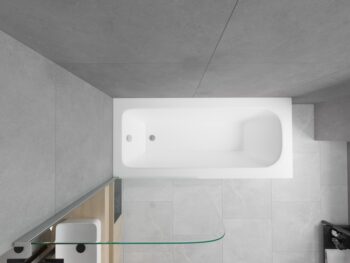 MEXEN/S - Vega obdĺžniková vaňa 170 x 70 cm s panelom + vaňová zástena 70, transparent, chróm 550117070X9007010100
