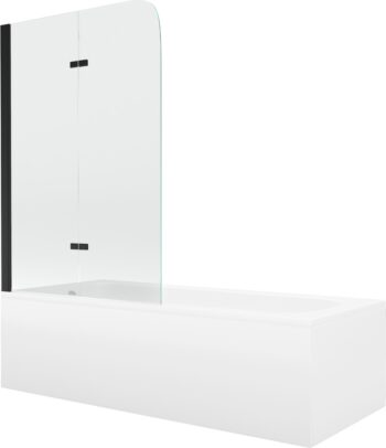 MEXEN/S - Vega obdĺžniková vaňa 170 x 70 cm s panelom + vaňová zástena 80, transparent, čierna 550117070X9008027000