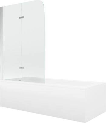 MEXEN/S - Vega obdĺžniková vaňa 180 x 80 cm s panelom + vaňová zástena 100, transparent, chróm 550118080X9010020100