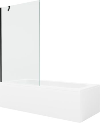 MEXEN/S - Vega obdĺžniková vaňa 180 x 80 cm s panelom + vaňová zástena 100, transparent, čierna 550118080X9510000070