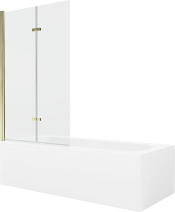 MEXEN/S - Vega obdĺžniková vaňa 180 x 80 cm s panelom + vaňová zástena 100, transparent, zlatá 550118080X9210025000