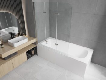MEXEN/S - Vega obdĺžniková vaňa 180 x 80 cm s panelom + vaňová zástena 120, transparent, chróm 550118080X9012030100