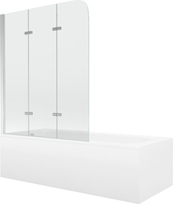 MEXEN/S - Vega obdĺžniková vaňa 180 x 80 cm s panelom + vaňová zástena 120, transparent, chróm 550118080X9012030100