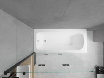 MEXEN/S - Vega obdĺžniková vaňa 180 x 80 cm s panelom + vaňová zástena 120, transparent, čierna 550118080X9012037000