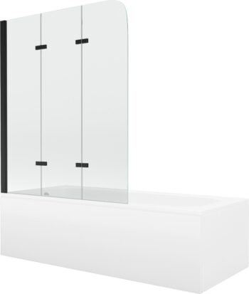 MEXEN/S - Vega obdĺžniková vaňa 180 x 80 cm s panelom + vaňová zástena 120, transparent, čierna 550118080X9012037000