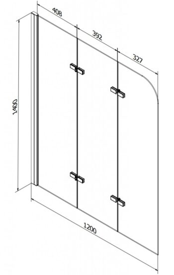 MEXEN/S - Vega obdĺžniková vaňa 180 x 80 cm s panelom + vaňová zástena 120, transparent, čierna 550118080X9012037000