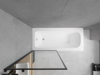 MEXEN/S - Vega obdĺžniková vaňa 180 x 80 cm s panelom + vaňová zástena 70, čierna vzor 550118080X9307017070