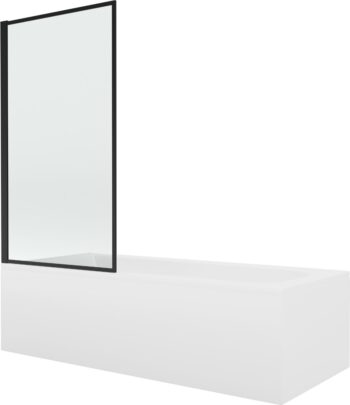 MEXEN/S - Vega obdĺžniková vaňa 180 x 80 cm s panelom + vaňová zástena 70, čierna vzor fix 550118080X9307007070