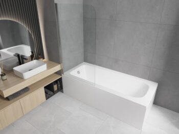 MEXEN/S - Vega obdĺžniková vaňa 180 x 80 cm s panelom + vaňová zástena 70, transparent, chróm 550118080X9007010100