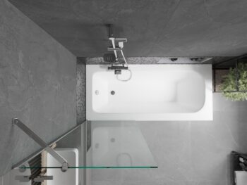 MEXEN/S - Vega obdĺžniková vaňa 180 x 80 cm s panelom + vaňová zástena 70, transparent, chróm 550118080X9507000001