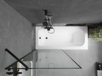 MEXEN/S - Vega obdĺžniková vaňa 180 x 80 cm s panelom + vaňová zástena 90, čierna vzor 550118080X9509007070