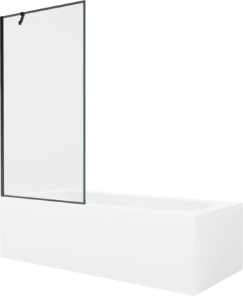 MEXEN/S - Vega obdĺžniková vaňa 180 x 80 cm s panelom + vaňová zástena 90, čierna vzor 550118080X9509007070