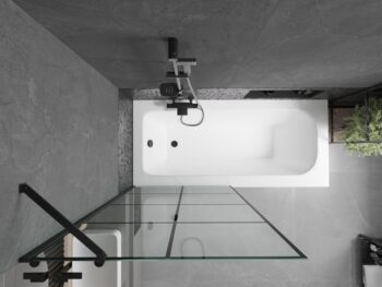 MEXEN/S - Vega obdĺžniková vaňa 180 x 80 cm s panelom + vaňová zástena 90, čierna vzor 550118080X9509007077