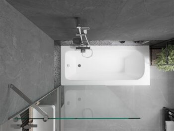 MEXEN/S - Vega obdĺžniková vaňa 180 x 80 cm s panelom + vaňová zástena 90, transparent, chróm 550118080X9509000001