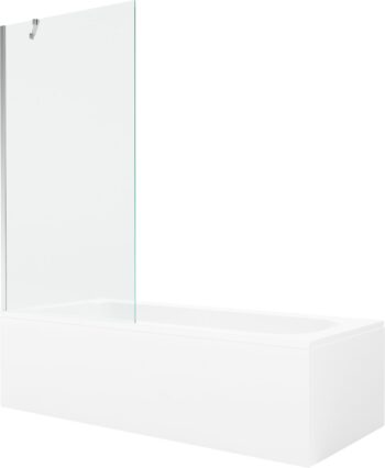 MEXEN/S - Vega obdĺžniková vaňa 180 x 80 cm s panelom + vaňová zástena 90, transparent, chróm 550118080X9509000001