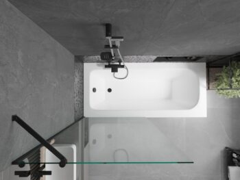 MEXEN/S - Vega obdĺžniková vaňa 180 x 80 cm s panelom + vaňová zástena 90, transparent, čierna 550118080X9509000070