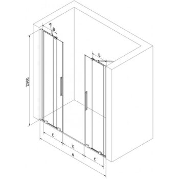 MEXEN/S - Velar Duo posuvné sprchové dvere 140, transparent, grafit metal 871-140-000-02-95