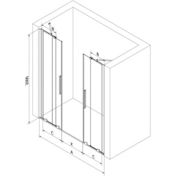MEXEN/S - Velar Duo posuvné sprchové dvere 150, transparent, růžové zlato 871-150-000-02-60