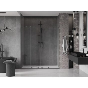 MEXEN/S - Velar Duo posuvné sprchové dvere 180, transparent, grafit metal 871-180-000-02-95