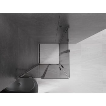 MEXEN/S - Velar Duo sprchovací kút, posuvné dvere 100 x 100, grafit, grafit metal 871-100-100-42-95