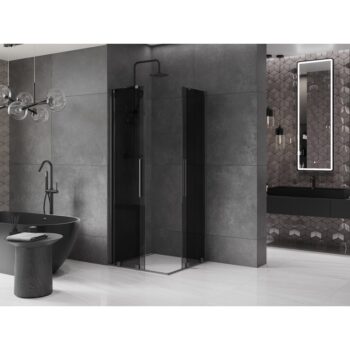 MEXEN/S - Velar Duo sprchovací kút, posuvné dvere 100 x 100, grafit, grafit metal 871-100-100-42-95