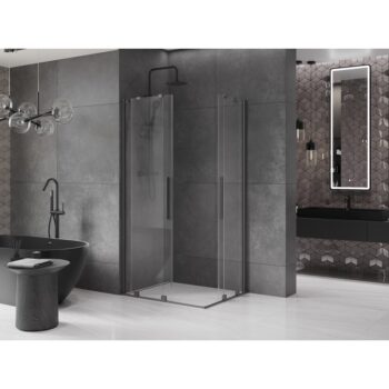 MEXEN/S - Velar Duo sprchovací kút, posuvné dvere 100 x 90, transparent, grafit metal 871-100-090-02-95