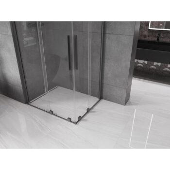MEXEN/S - Velar Duo sprchovací kút, posuvné dvere 100 x 90, transparent, grafit metal 871-100-090-02-95