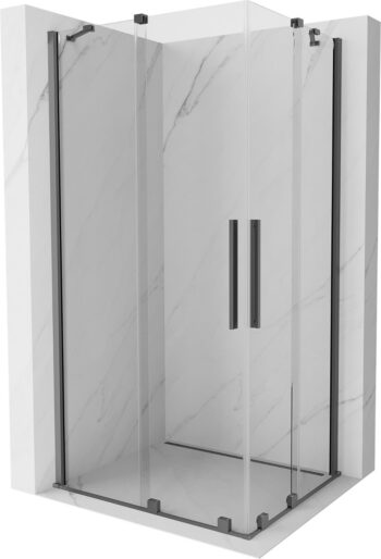 MEXEN/S - Velar Duo sprchovací kút, posuvné dvere 100 x 90, transparent, grafit metal 871-100-090-02-95