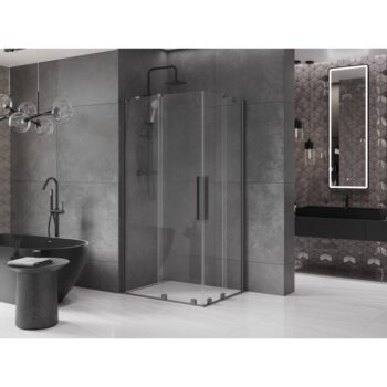 MEXEN/S - Velar Duo sprchovací kút, posuvné dvere 100 x 90, transparent, grafit metal 871-100-090-02-95