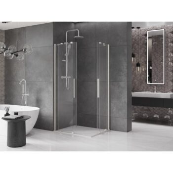 MEXEN/S - Velar Duo sprchovací kút, posuvné dvere 100 x 90, transparent, nikel kartáčovaný 871-100-090-02-97