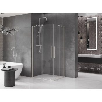 MEXEN/S - Velar Duo sprchovací kút, posuvné dvere 100 x 90, transparent, nikel kartáčovaný 871-100-090-02-97