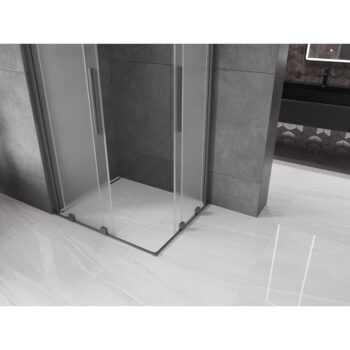 MEXEN/S - Velar Duo sprchovací kút, posuvné dvere 90 x 80, dekor, grafit metal 871-090-080-32-95