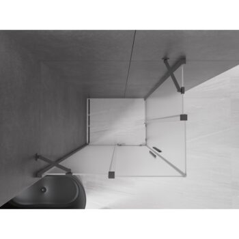 MEXEN/S - Velar Duo sprchovací kút, posuvné dvere 90 x 80, dekor, grafit metal 871-090-080-32-95