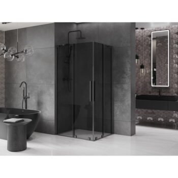MEXEN/S - Velar Duo sprchovací kút, posuvné dvere 90 x 80, grafit, grafit metal 871-090-080-42-95