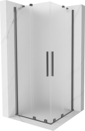MEXEN/S - Velar Duo sprchovací kút, posuvné dvere 90 x 90, dekor, grafit metal 871-090-090-32-95