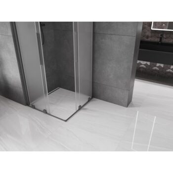 MEXEN/S - Velar Duo sprchovací kút, posuvné dvere 90 x 90, dekor, grafit metal 871-090-090-32-95