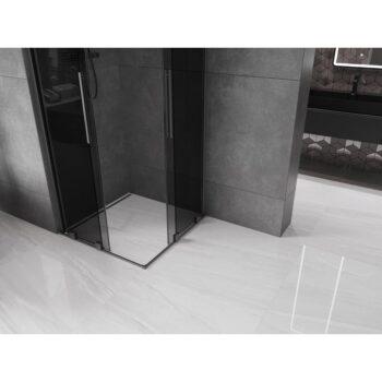MEXEN/S - Velar Duo sprchovací kút, posuvné dvere 90 x 90, grafit, grafit metal 871-090-090-42-95